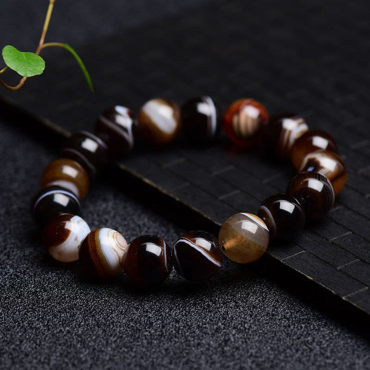 Buddha Stones Tibetan Sardonyx Happiness Positive Bracelet