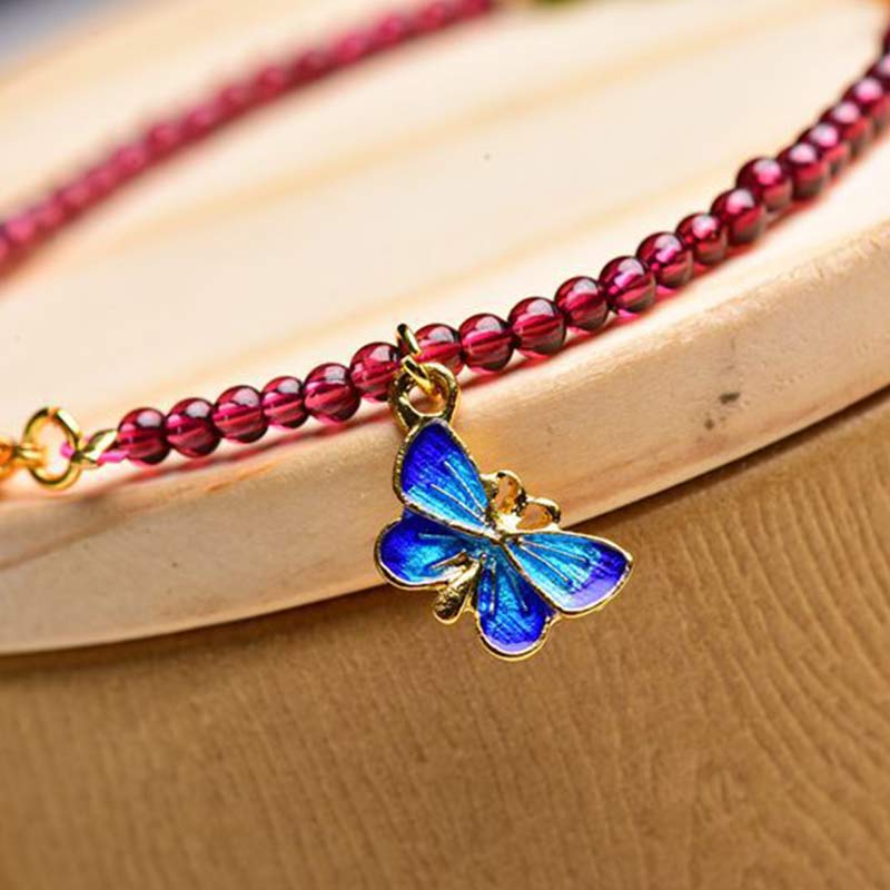 Garnet Tourmaline Butterfly Protection Bracelet Anklet