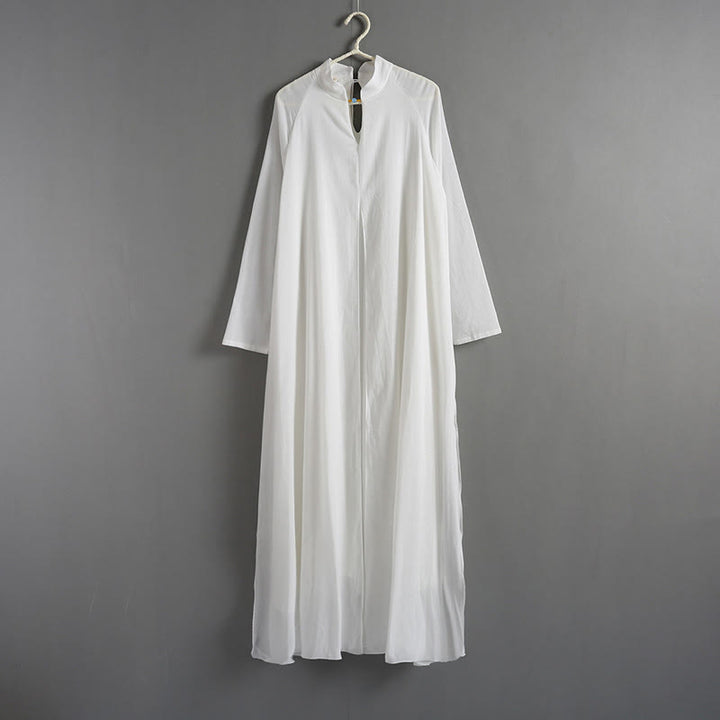 Simple Design Meditation Spiritual Long Dress Zen Practice Yoga Clothing Women's White Gown