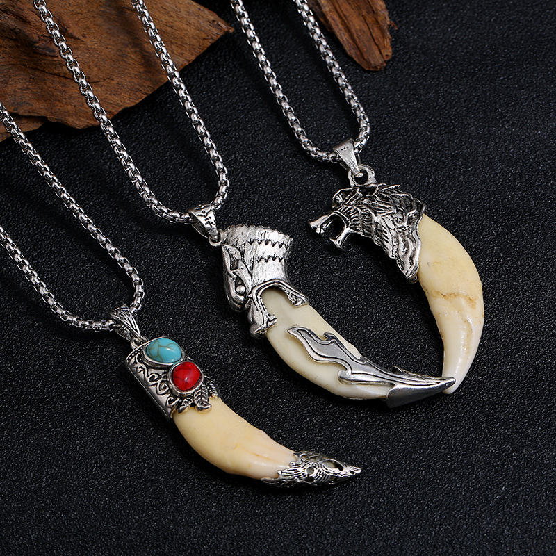 Imitation Wolf Tooth Titanium Steel Balance Necklace Pendant