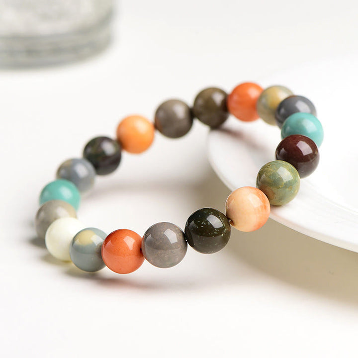 Buddha Stones Natural Colorful Alashan Agate Confidence Bracelet