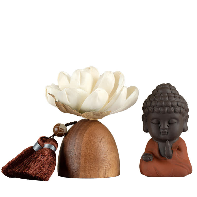 Black Peach Wood Buddha Flower Calm Cure Decorations