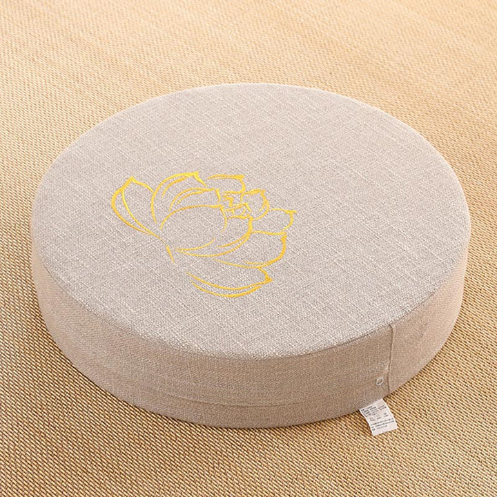 Lotus Embroidery Cotton Linen Meditation Seat Cushion