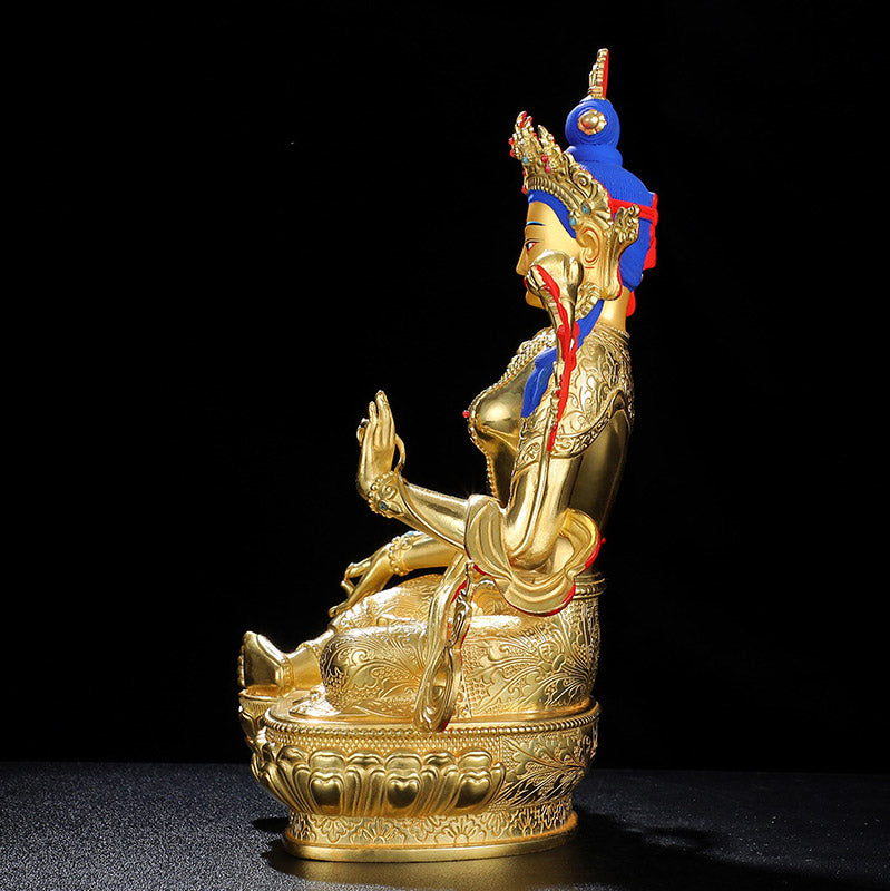 Bodhisattva Green Tara Protection Copper Gold Plated Statue Decoration