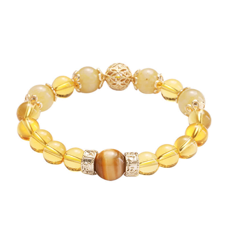 Buddha Stones Citrine Generosity Prosperity Beaded Bracelet