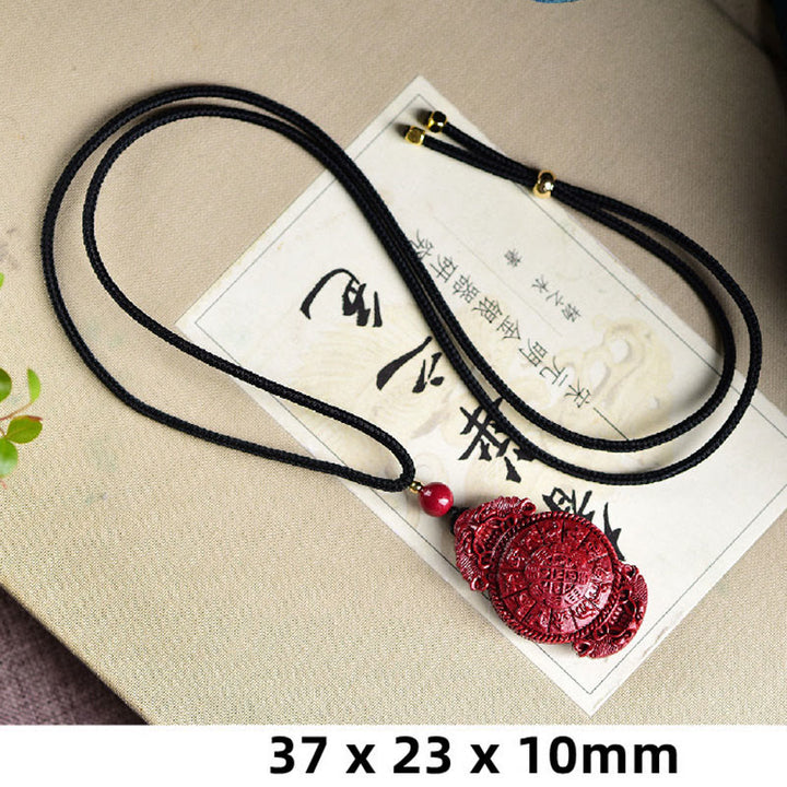 Buddha Stones Laughing Buddha Yin Yang Chinese Zodiac Gourd Natural Cinnabar Blessing Necklace Pendant