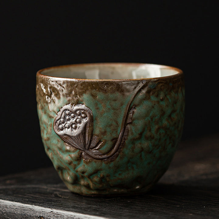 Buddha Stones Lotus Pod Leaf Flower Auspicious Clouds Ceramic Teacup Kung Fu Tea Cup