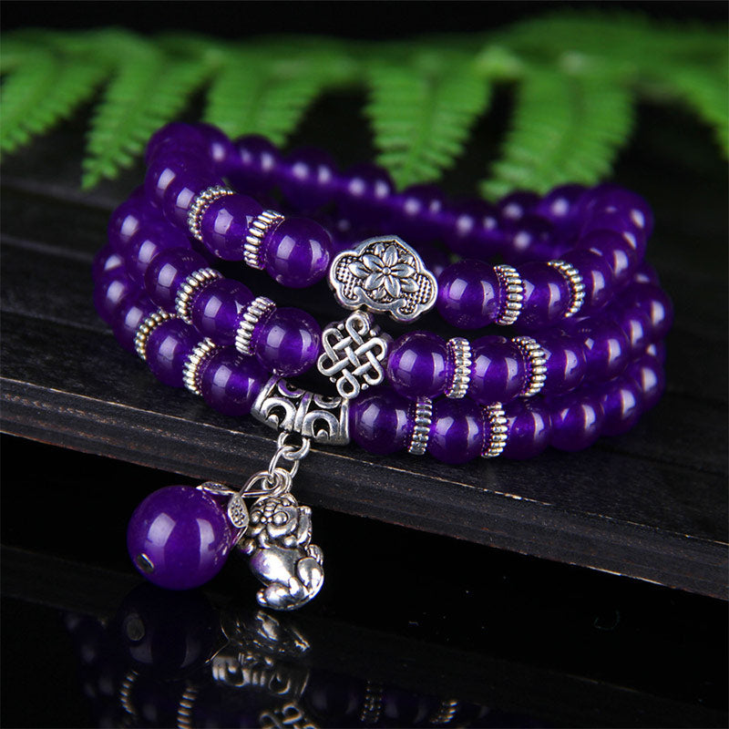 Buddha Stones The Amethyst Pixiu Wealth Bracelet