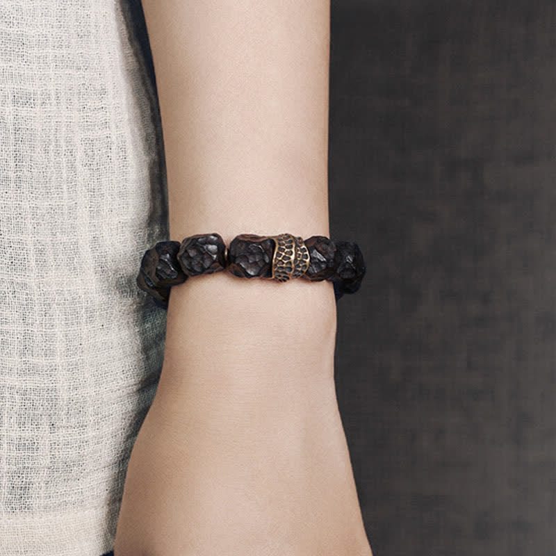 Ebony Wood Copper Peace Balance Couple Bracelet