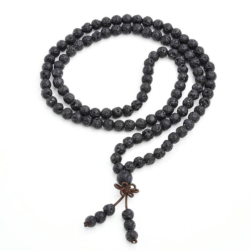 Buddha Stones Natural Lava Rock 108 Beads Protection Bracelet