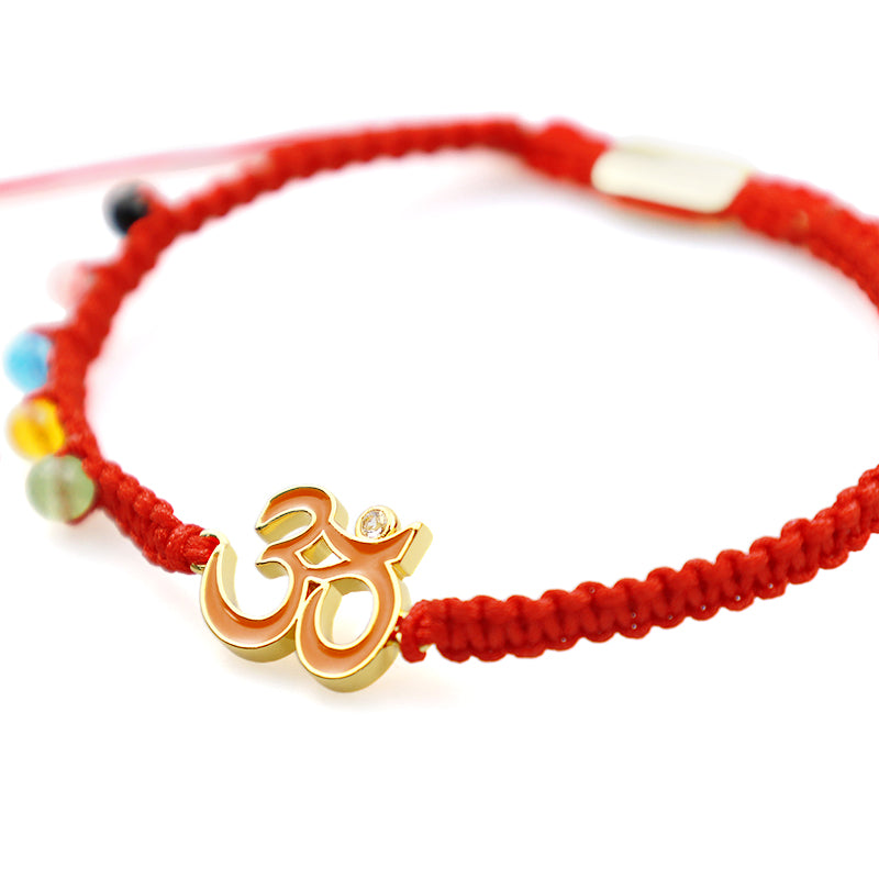 Buddha Stones Tibetan Handmade OM Mindfulness Red String Bracelet