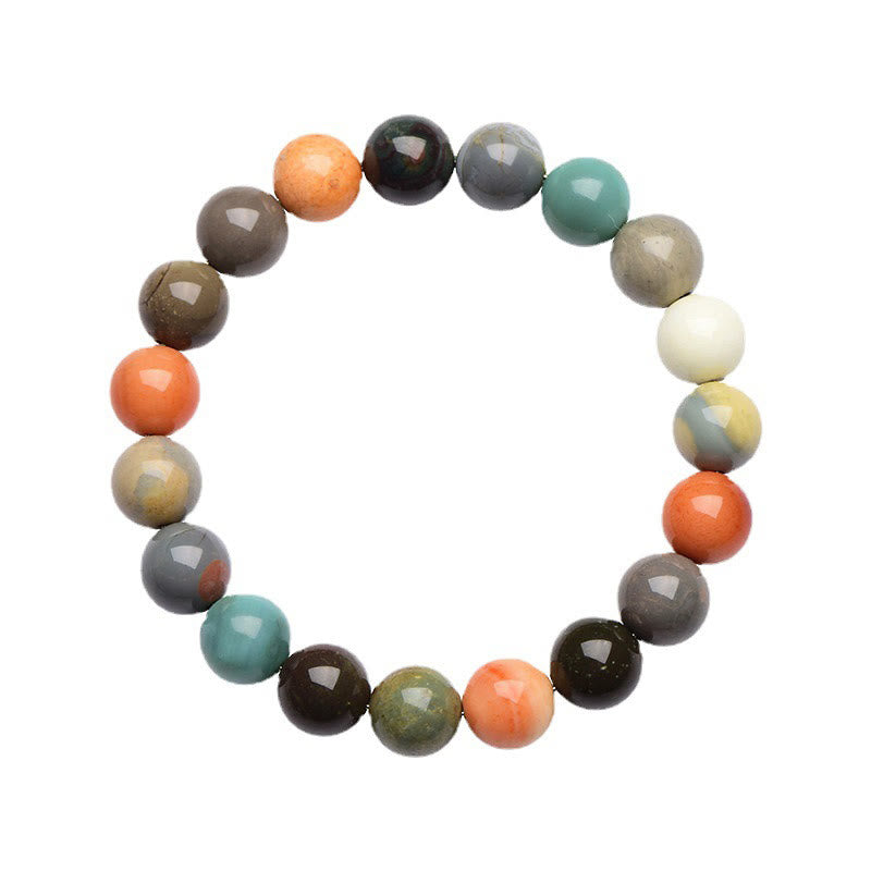 Buddha Stones Natural Colorful Alashan Agate Confidence Bracelet