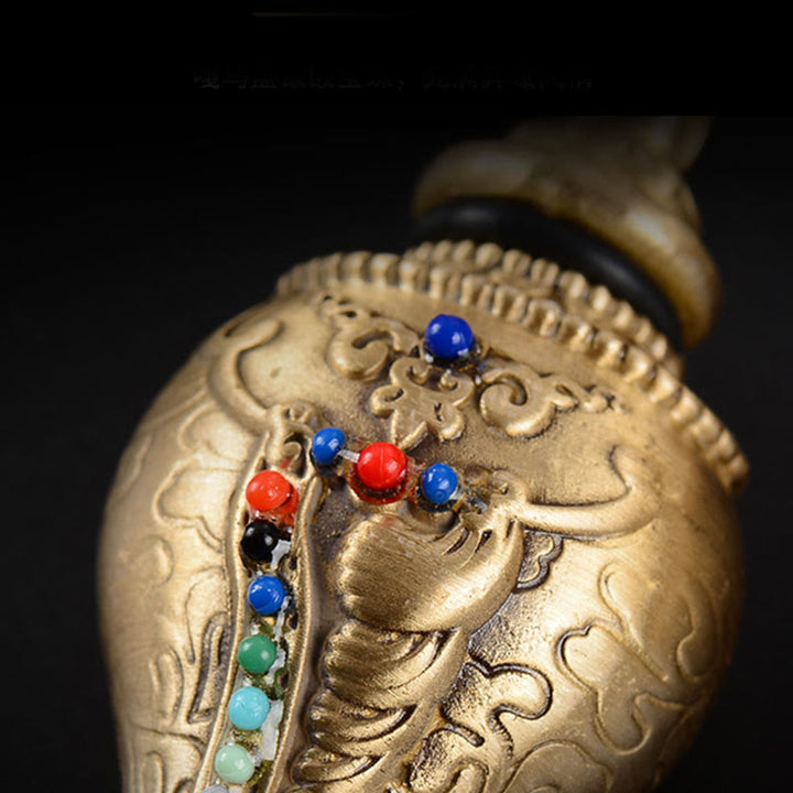 Tibetan Shankha Copper Colorful Beads Wealth Necklace Pendant