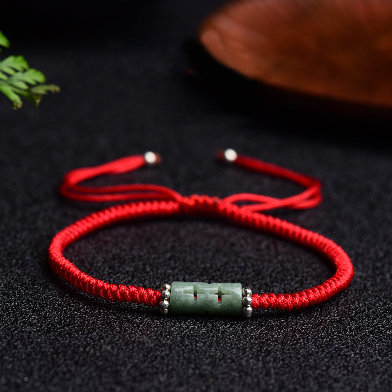 Buddha Stones Natural Jade Companion Lucky Red String Bracelet