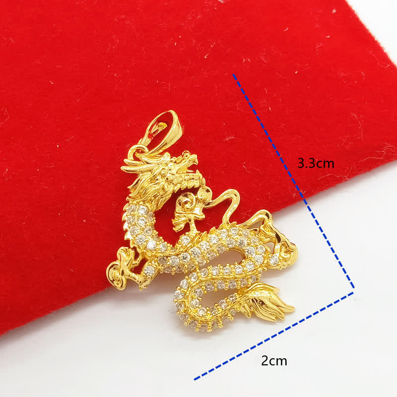 Buddha Stones Gold Dragon Protection Necklace Pendant