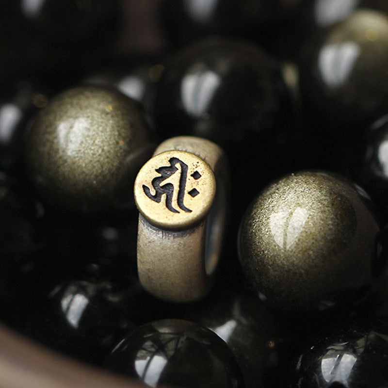 Buddha Stones Chinese Zodiac Natal Buddha Obsidian Purification Bracelet