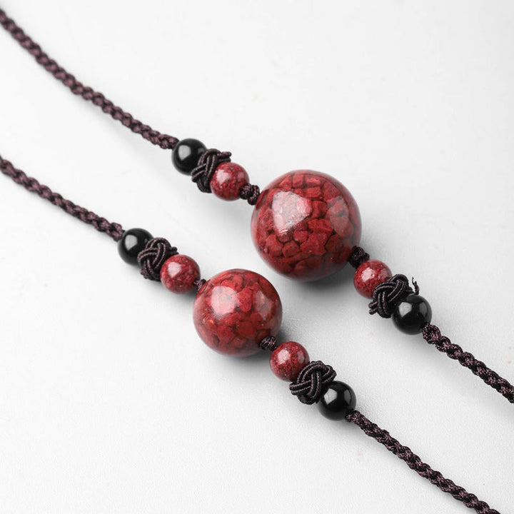 Buddha Stones Natural Cinnabar Stones Bead Blessing Necklace Pendant