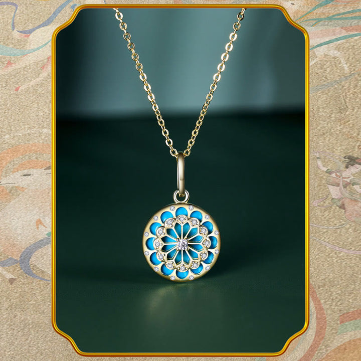 Buddha Stones 925 Sterling Silver Round Turquoise Zircon Protection Strength Necklace Pendant