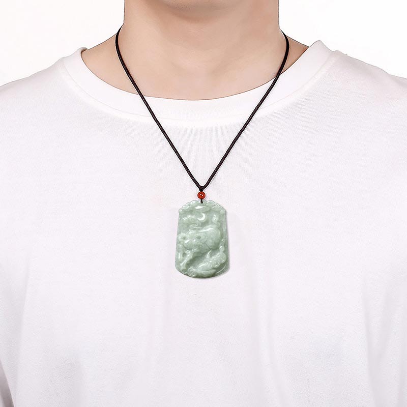 Natural Jade 12 Chinese Zodiac Abundance Amulet Pendant Necklace