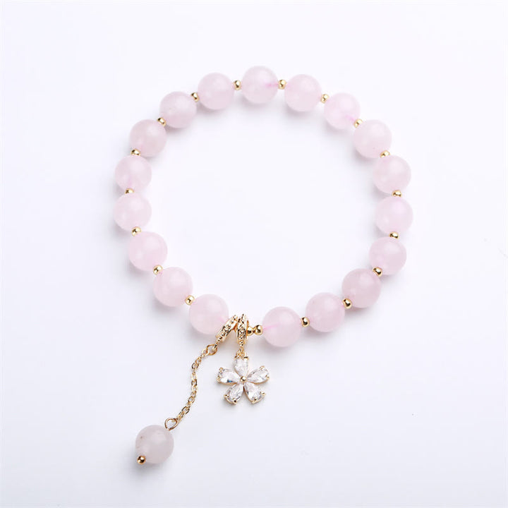 Natural Pink Crystal Plum Blossom Love Bracelet