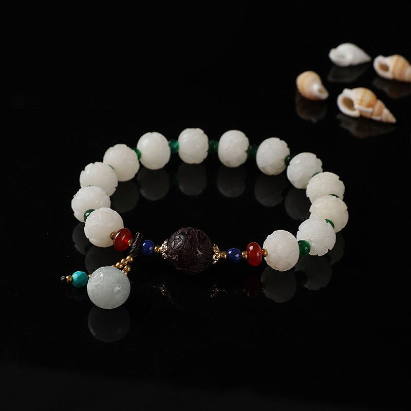 Bodhi Seed Jade Lotus Charm Peace Bracelet