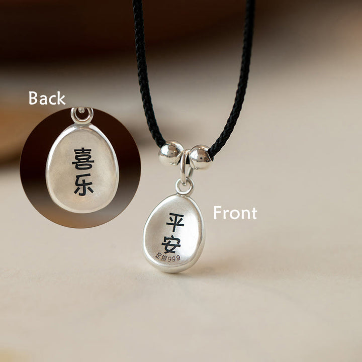 Buddha Stones 999 Sterling Silver Peace And Joy Fu Character Luck Fortune 925 Sterling Silver Chain Necklace Pendant