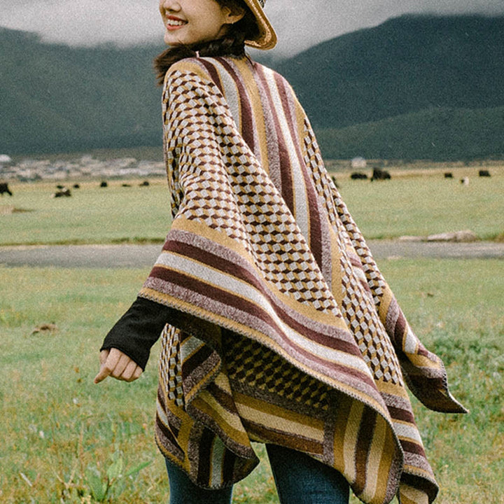 Tibetan Shawl Classic Pattern Winter Cozy Warm Travel Scarf Wrap