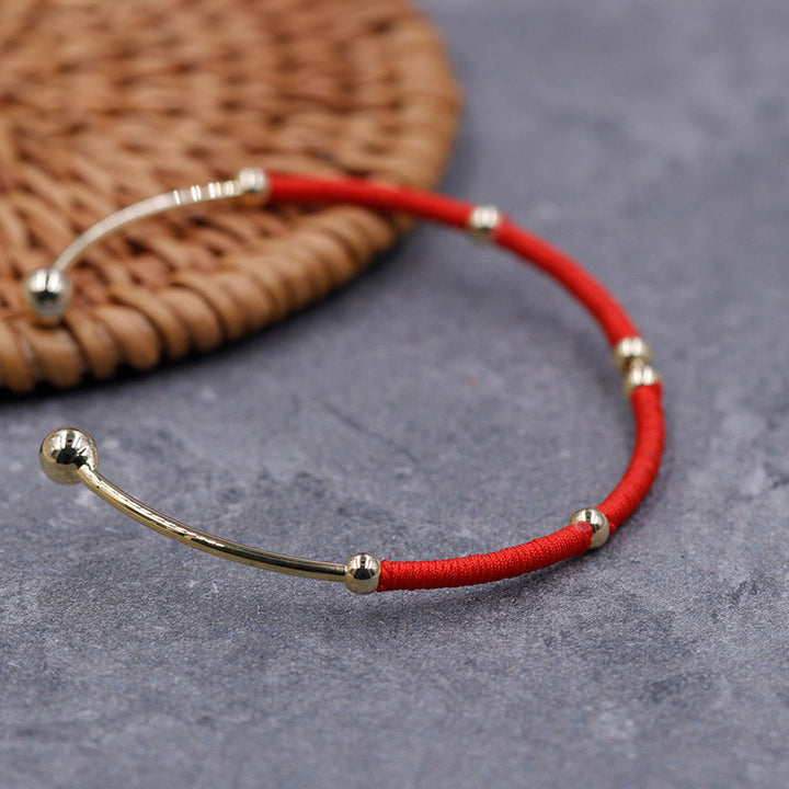 Buddha Stones Red String Blessing Protection Cuff Bracelet