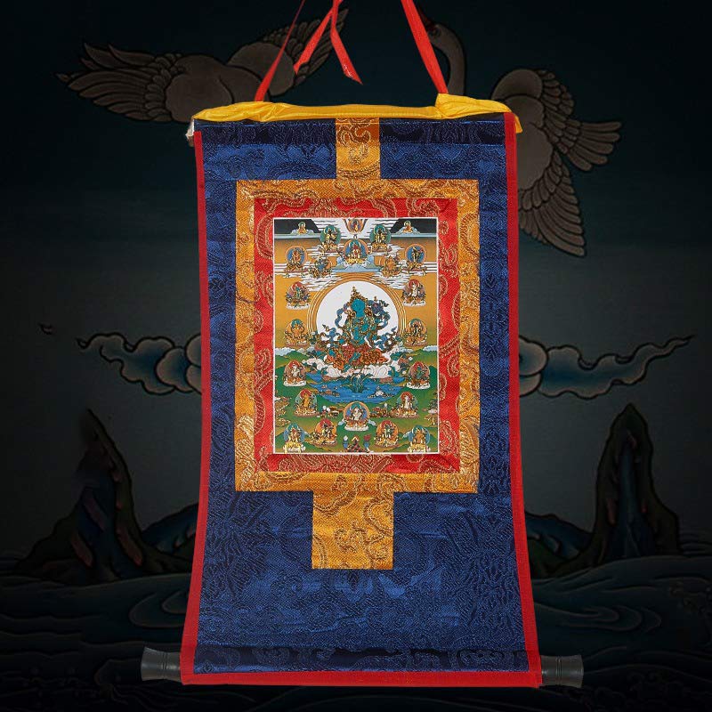 Tibetan Framed Thangka Blessing Protection Decoration