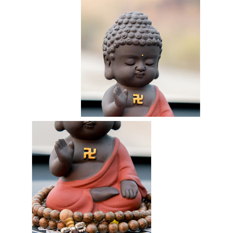 Buddha Stones Small Buddha Serenity Purple Clay Home Desk Decoration