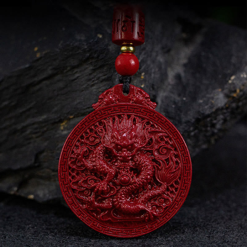 ❗❗❗A Flash Sale- Buddha Stones Year of the Dragon Natural Cinnabar Dragon Protection Necklace Pendant