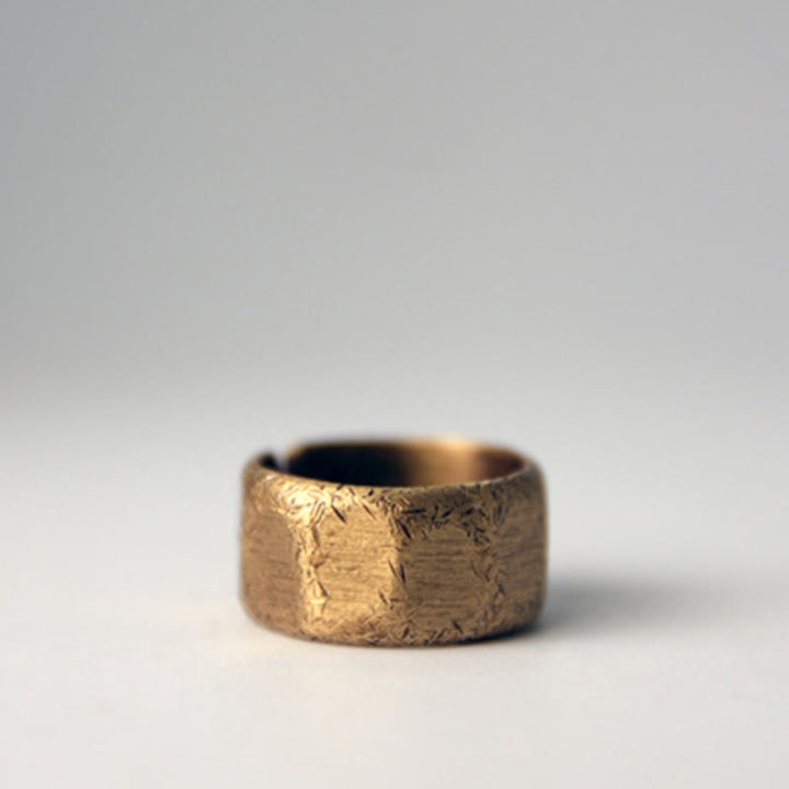 Tibetan Simple Design Copper Brass Frosted Wealth Ring