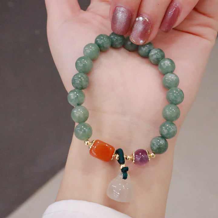 Cyan Jade Lotus Pumpkin Wish Peace Buckle Amethyst Crystal Healing Bracelet