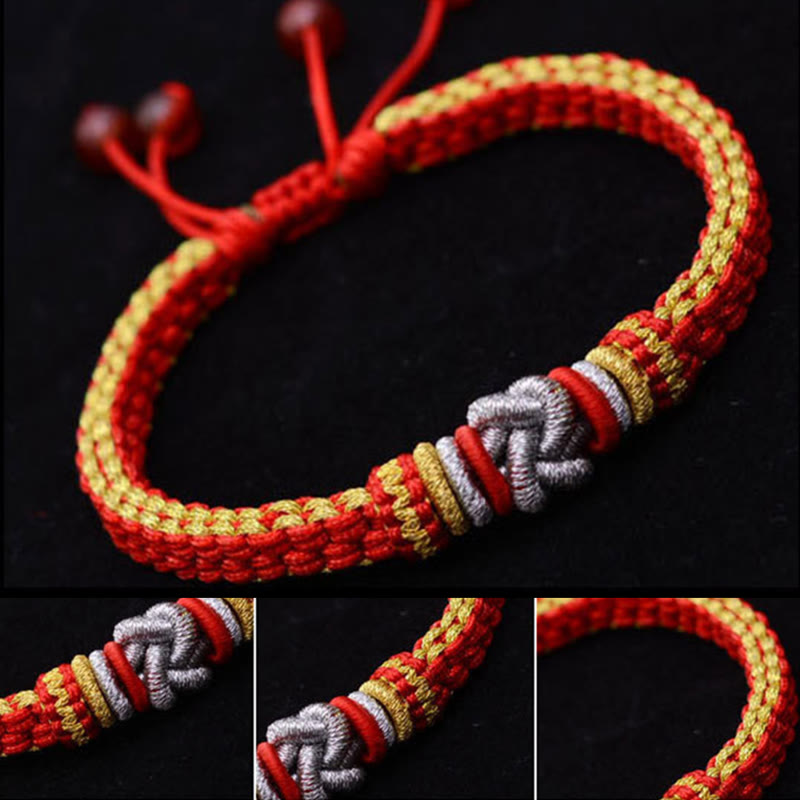 Buddha Stones Colorful Rope True Love Knot Luck Handmade Bracelet