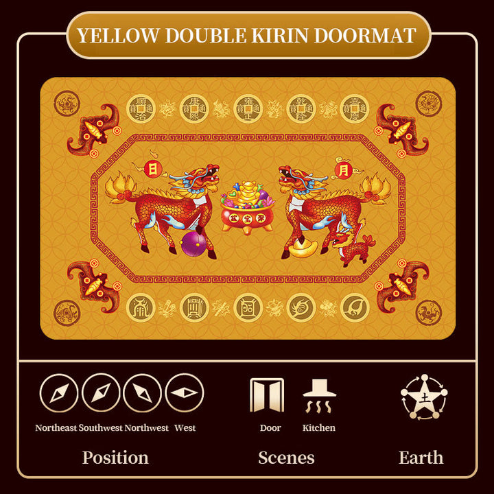 Buddha Stones Five Elements Lucky Crane Gourd Kirin Dragon Axe Nine Koi Fish Non-slip Foot Pad Doormat