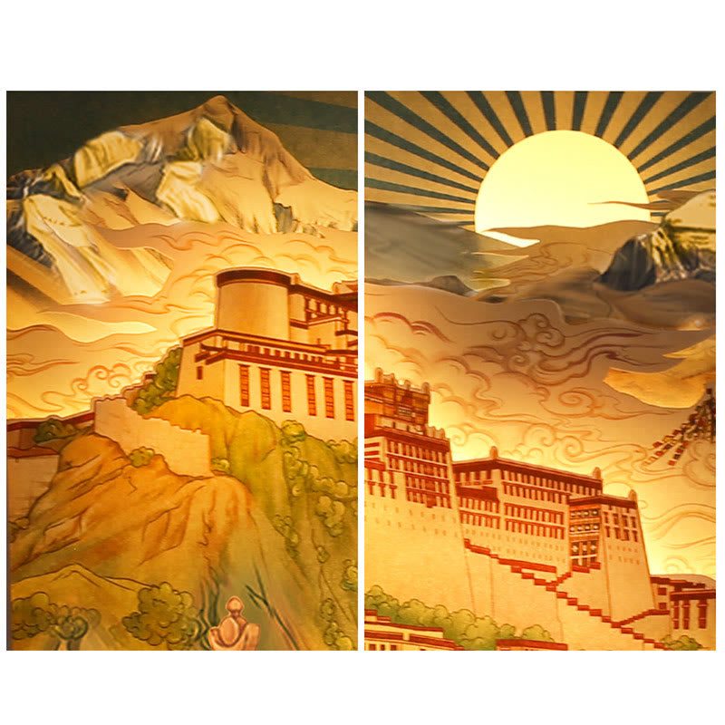 Tibet Potala Palace Paper LED Carving Lamp Art Night Lights Creative LED Table Lamp