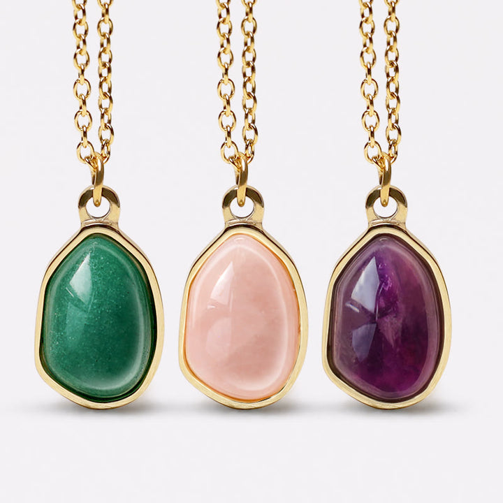 Buddha Stones Natural Green Aventurine Amethyst Rose Quartz Blessing Necklace Pendant