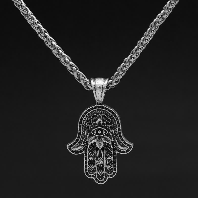 Buddha Stones Hamsa Symbol Luck Protection Necklace Pendant