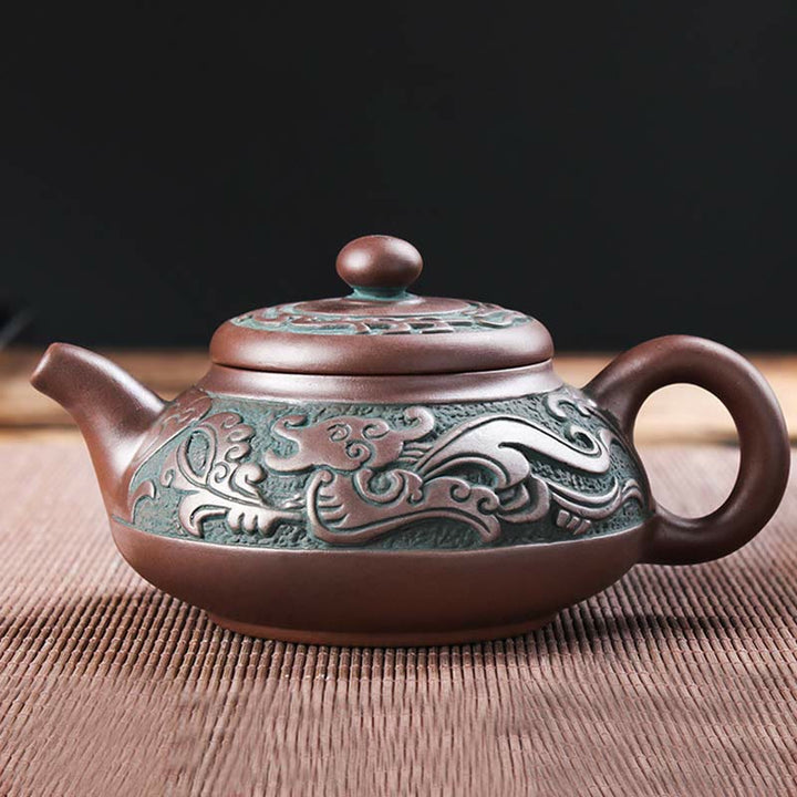 Auspicious Clouds Dragon Phoenix Chinese Gongfu Tea Set Ceramic Teapot