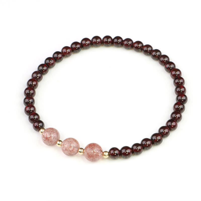 Buddha Stones Natural Garnet Strawberry Quartz Calm Bracelet