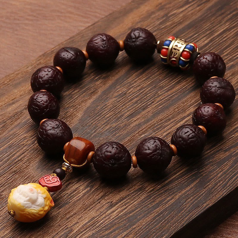 Tibetan Bodhi Seed Agate Bead Luck Wealth Tassel Charm Wrist Mala