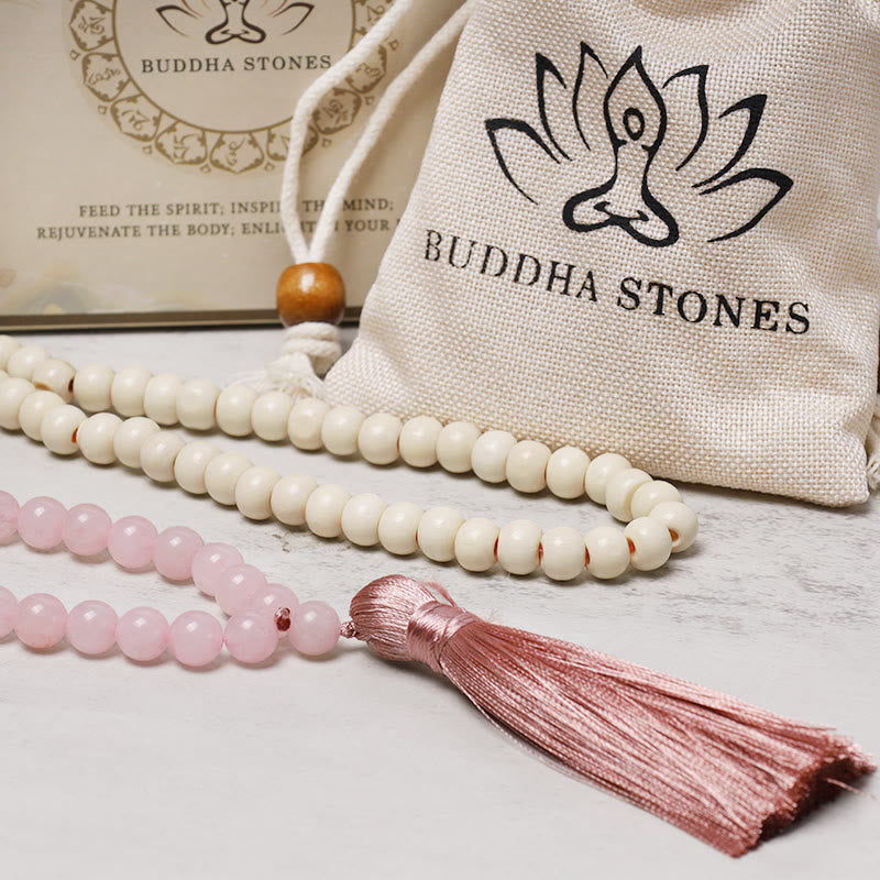 Buddha Stones Semi-Precious Gem Stones Wood Bead Necklace Multicolor Tassel Charms Chain Necklace