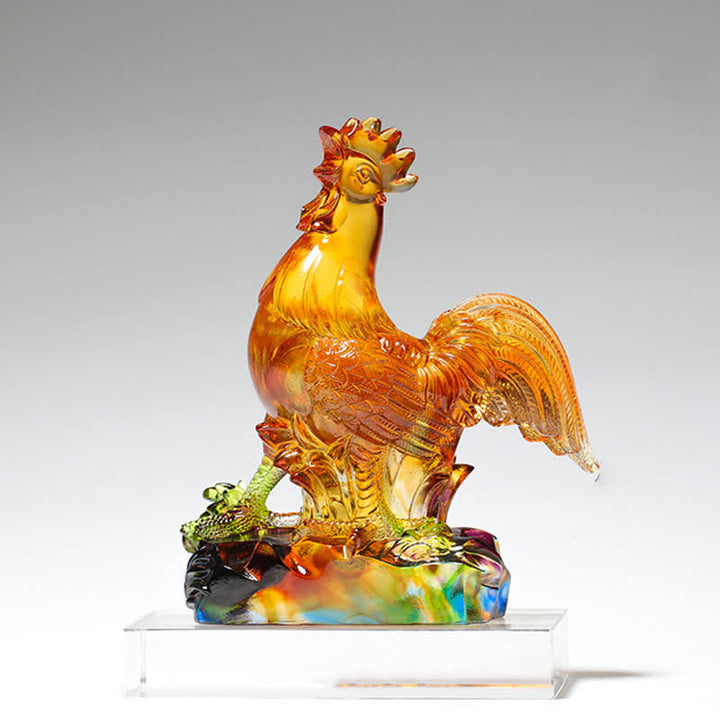 Handmade Liuli Crystal Rooster Art Piece Home Decoration