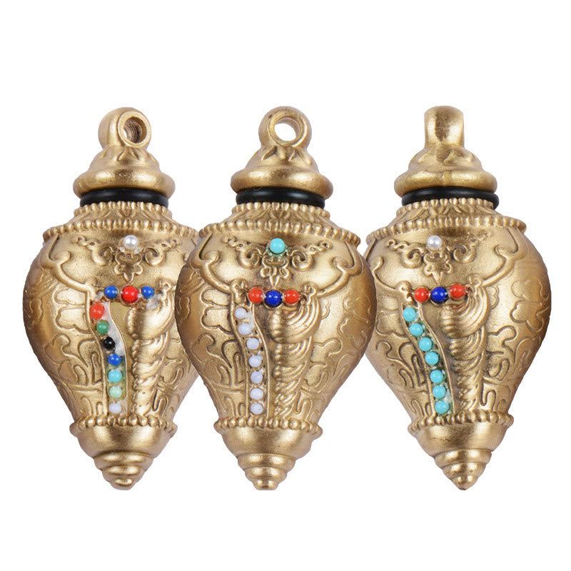 Tibetan Shankha Copper Colorful Beads Wealth Necklace Pendant