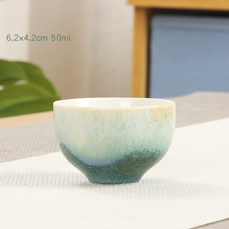 Buddha Stones Creative Green Ceramic Teacup Kung Fu Tea Cups