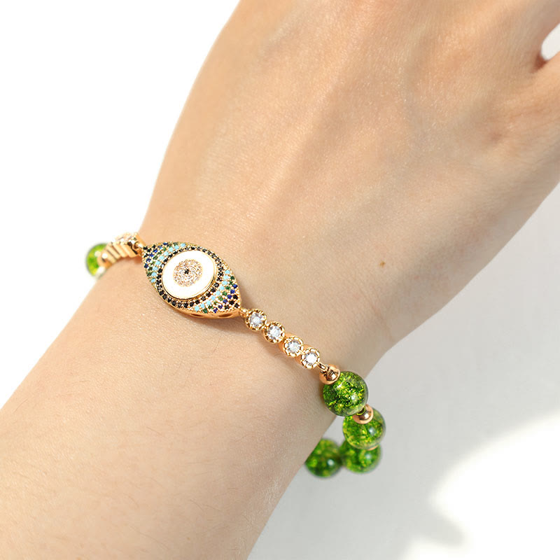 Buddha Stones Natural Peridot Evil Eye Abundance Bracelet