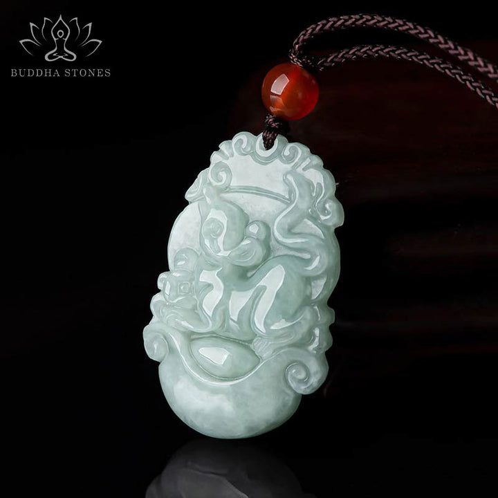 Natural Jade 12 Chinese Zodiac Sucess Pendant Necklace