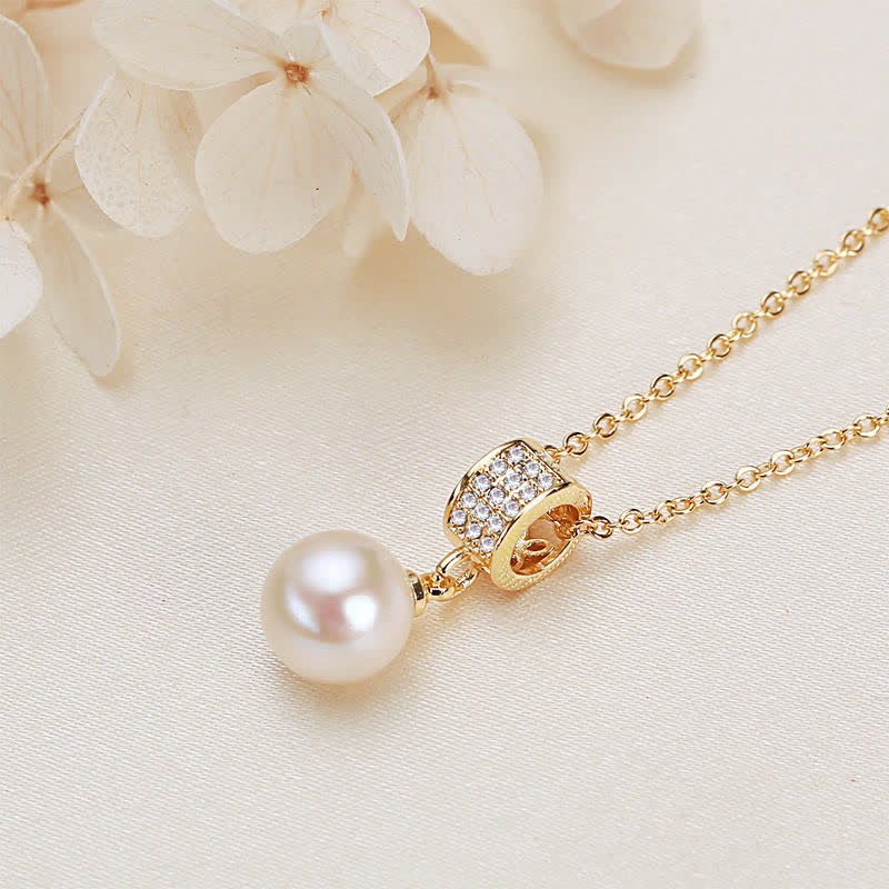 Pearl Zircon Bead Peace Happiness Necklace Pendant