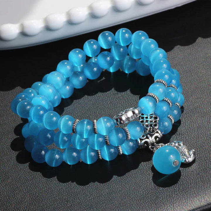 Buddha Stones Cat Eye PiXiu Support Triple Wrap Bracelet