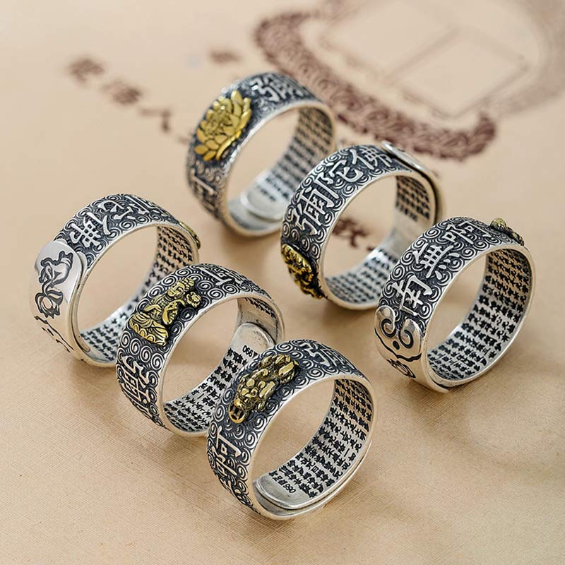 Buddha Stones Chinese Zodiac Natal Buddha Wealth Luck Adjustable Ring